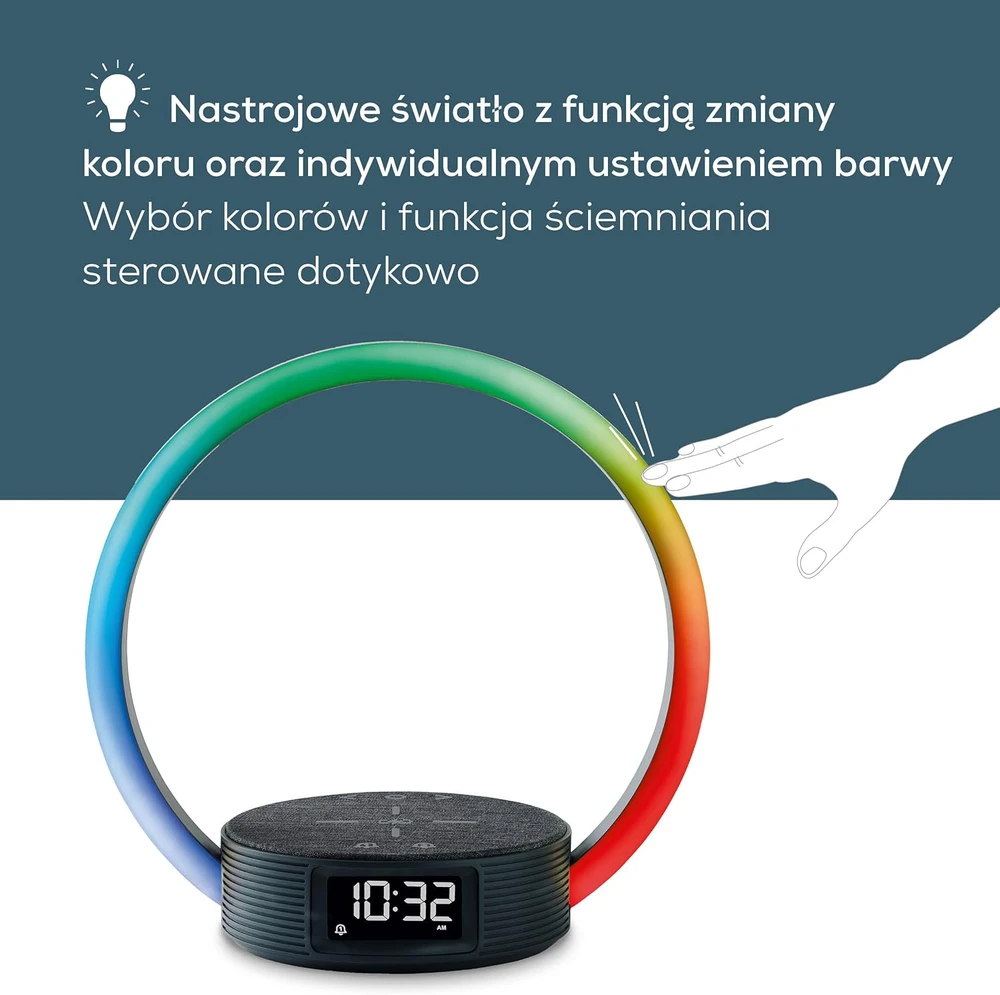 Beurer šviesinis žadintuvas su Qi belaidžiu 10 W įkrovimu ir LED naktine lempa WL 65