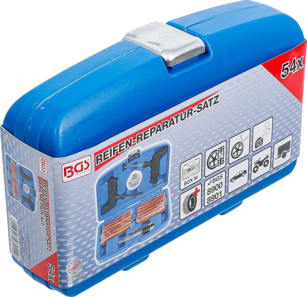 Bgs Technic BGS bekamerių padangų remonto rinkinys su butilo virvelėmis, 54 dalių, 8911