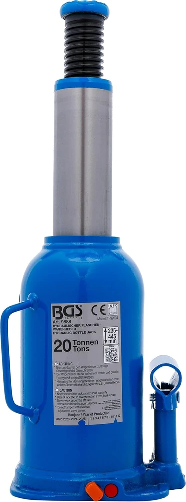 BGS hidraulinis butelinis automobilinis domkratas 20 t, modelis 9888
