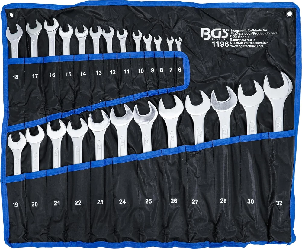 BGS kombinuotųjų veržliarakčių rinkinys 6–32 mm, 25 vnt., chromo vanadžio plienas, 1196