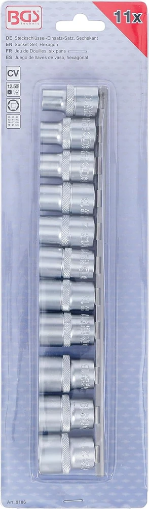 Bgs Technic BGS šešiakampių galvučių rinkinys 1/2 colio 10–21 mm, 11 vnt., 9106