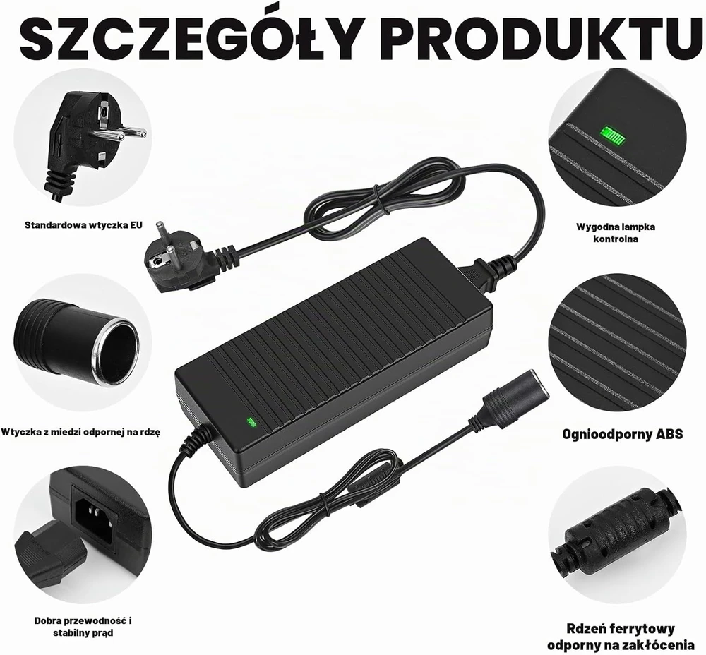 Biamaleu įtampos keitiklis 230 V į 12 V automobilio lizdui, 10 A, 120 W, ZHQ