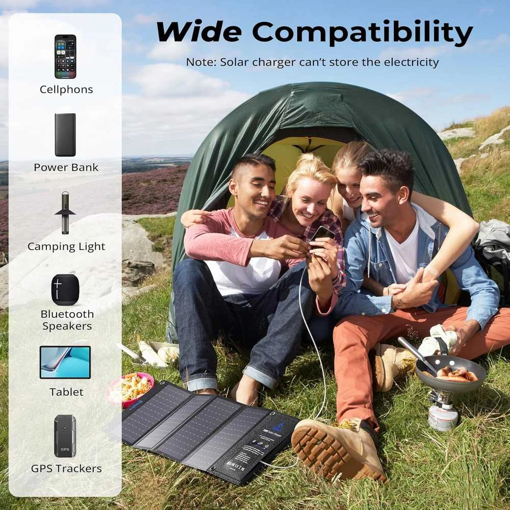 BigBlue saulės baterija 28 W, lankstoma, 2x USB-C, 1x USB-A, IP44, nešiojama, B401 LG-US