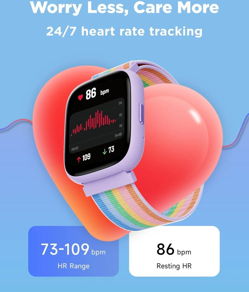 BIGGERFIVE vaikiškas išmanusis laikrodis su 1.8 col. HD ekranu, Bluetooth, IP68, BW02