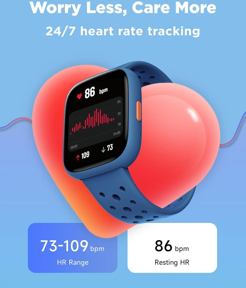 BIGGERFIVE vaikiškas išmanusis laikrodis su 1,8 col. ekranu, Bluetooth ir IP68 BW02