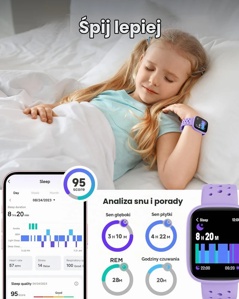 BIGGERFIVE vaikiškas išmanusis laikrodis su 1.8 col. ekranu, Bluetooth ir IP68 BW02