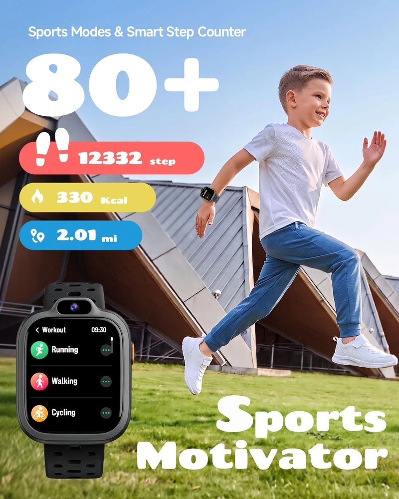 BIGGERFIVE vaikiškas išmanusis laikrodis su 1.8 col. ekranu, kamera ir Bluetooth BX60