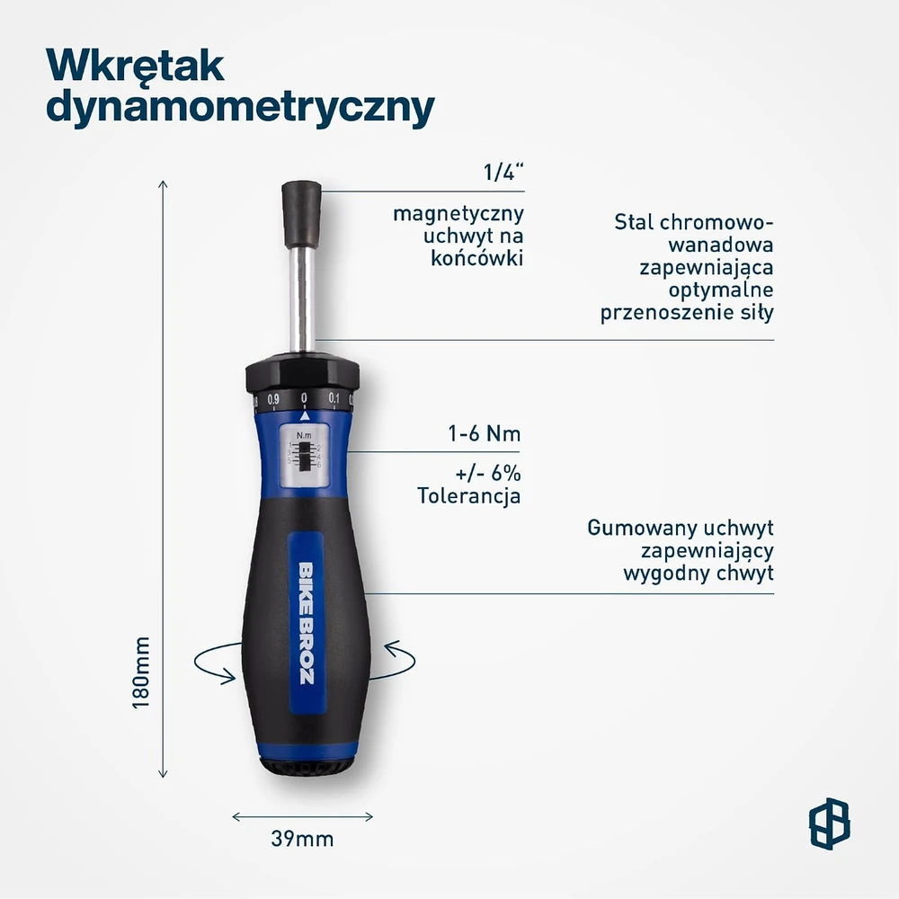 BIKE BROZ dinamometrinis atsuktuvas dviračiams 1/4 col., 1–6 Nm, 799307390