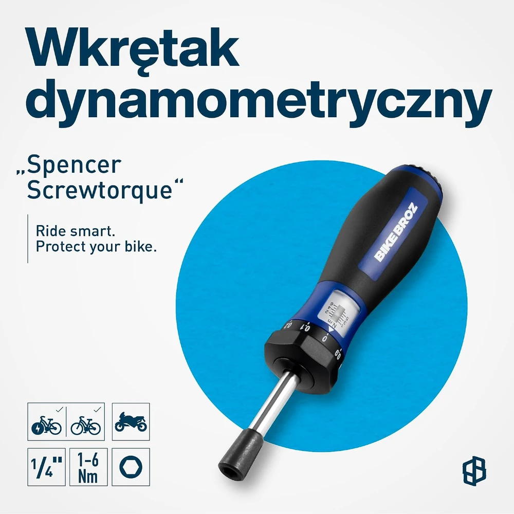 BIKE BROZ dinamometrinis atsuktuvas dviračiams 1/4 col., 1–6 Nm, 799307390