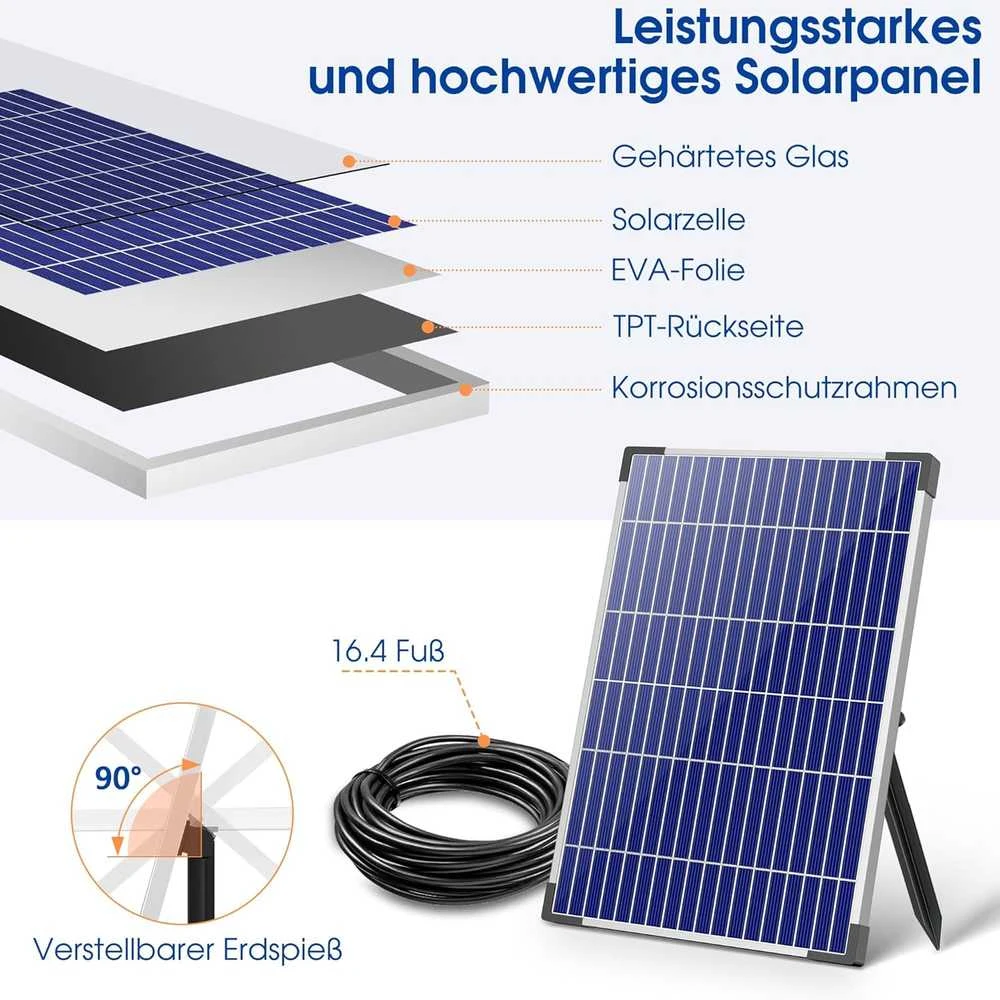 Biling saulės energijos vandens fontano pompa 12 W, 605 l/h, 4 antgaliai, sodo tvenkiniams, PY2312WB