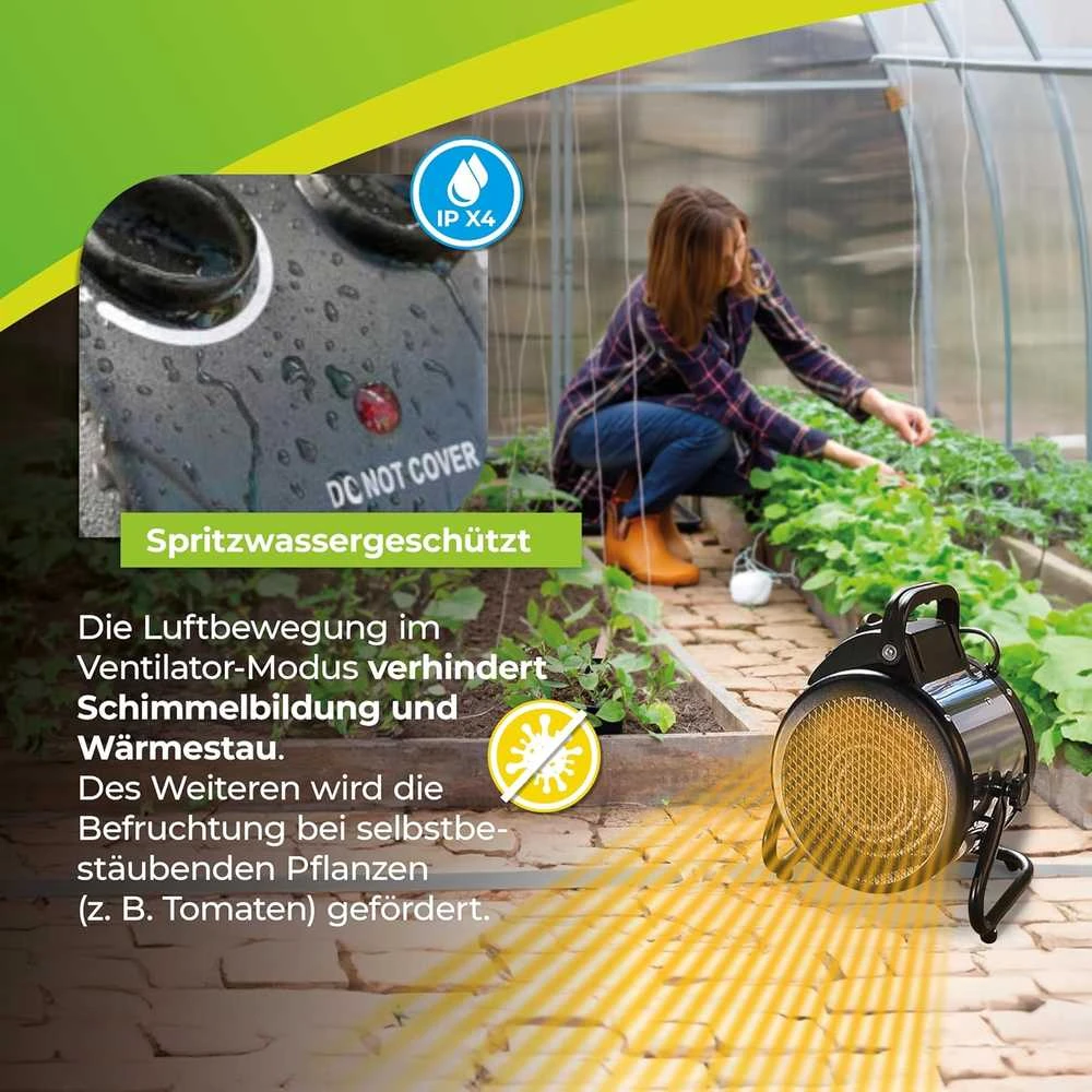 Bio Green Bio Žalias elektrinis šiltnamio šildytuvas su termostatu, 2000 W, PAL 2.0 ROH