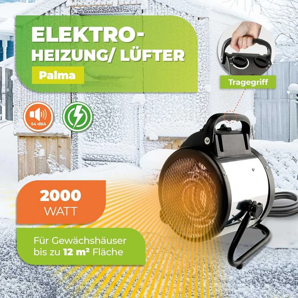Bio Green Bio Žalias elektrinis šiltnamio šildytuvas su termostatu, 2000 W, PAL 2.0 ROH
