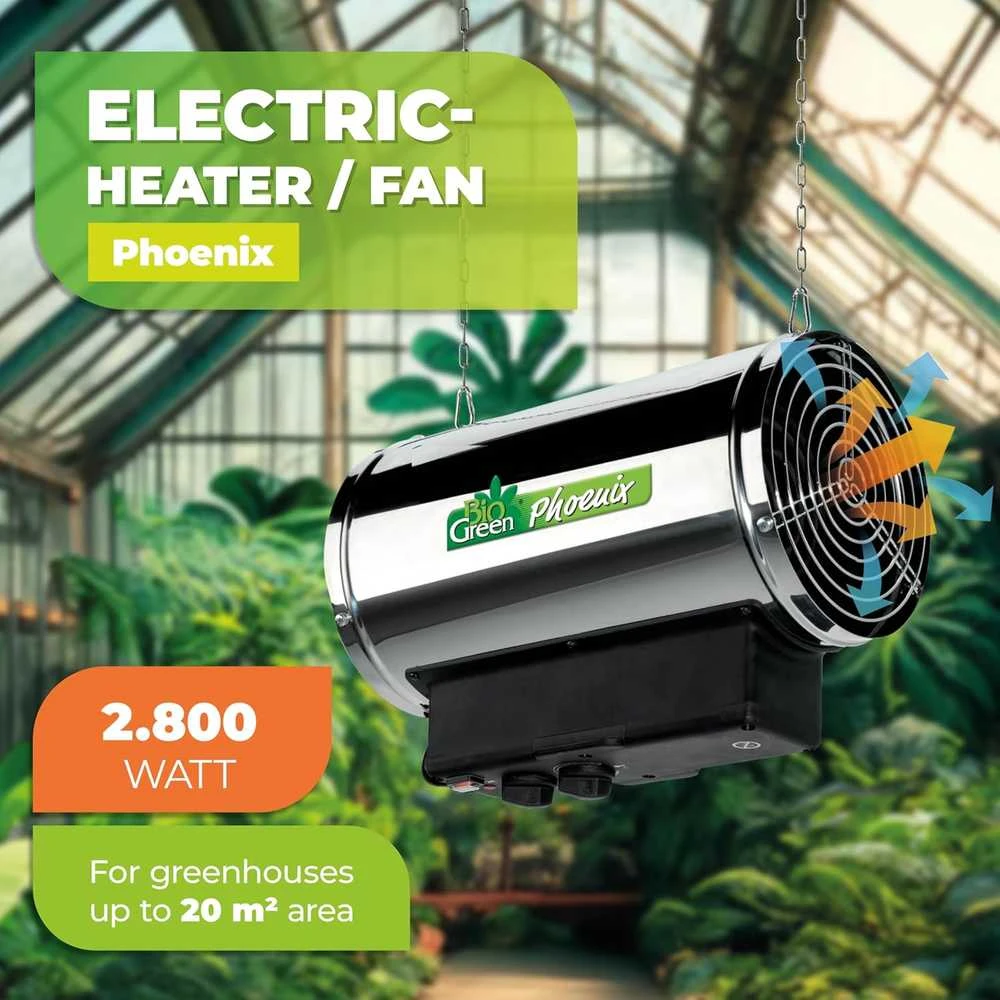 Bio Green Bio Žalias termoventiliatorius, 2800 W, 3 režimai, pakabinamas montavimas, PHX2.8/US