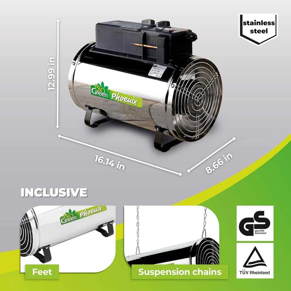 Bio Green Bio Žalias termoventiliatorius, 2800 W, 3 režimai, pakabinamas montavimas, PHX2.8/US