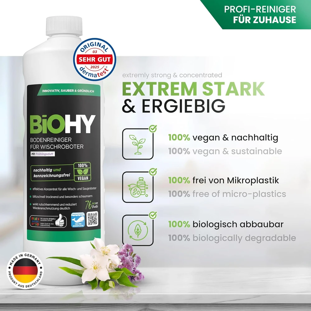 BIOHY grindų valiklis grindų valymo robotams, 1 l, pavasario kvapo, abk-778