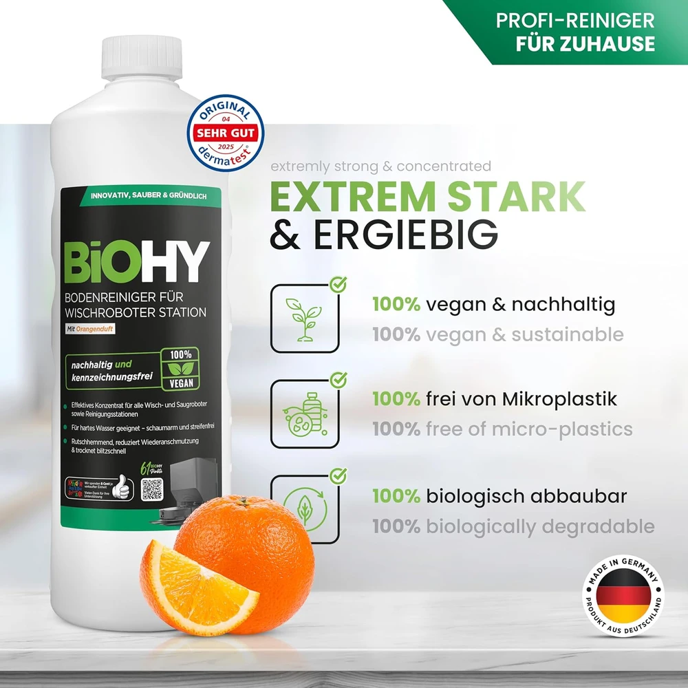 BIOHY grindų valiklis robotams dulkių siurbliams, 2 x 1 l, apelsinų kvapo