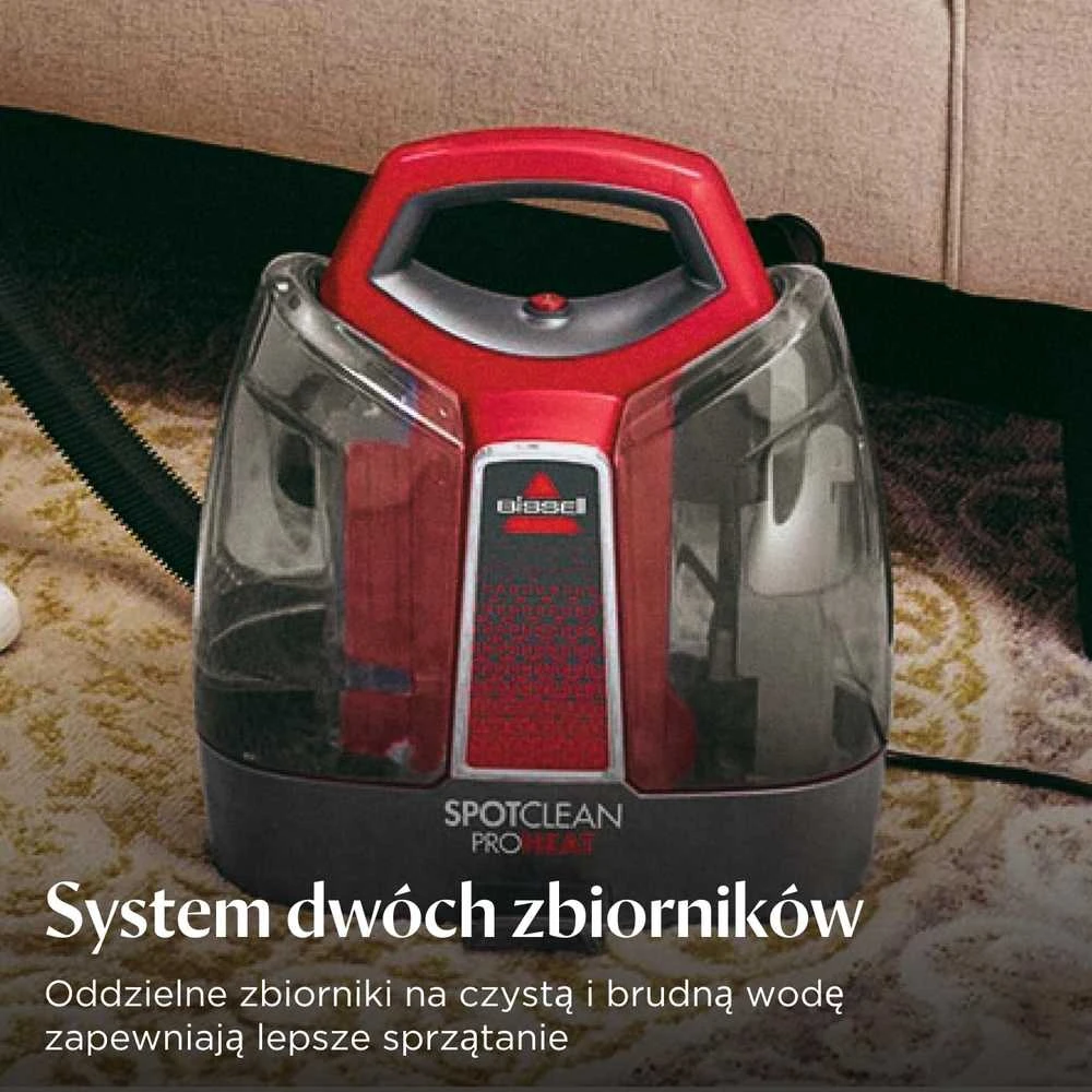 Dulkių siurblys „Bissell“ dėmių valiklis „SpotClean ProHeat“, veikiantis su laidiniu varikliu, rankinis, plovimo funkcija, 330 W, raudonas/titanas, garantija 24 mėn.