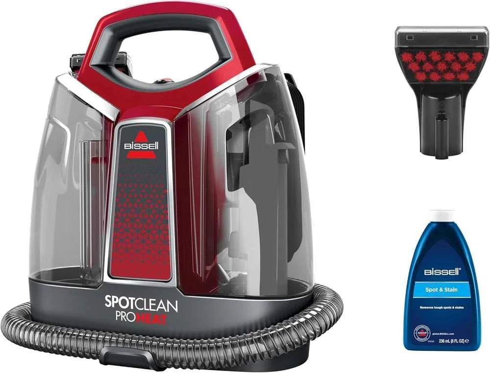 Dulkių siurblys „Bissell“ dėmių valiklis „SpotClean ProHeat“, veikiantis su laidiniu varikliu, rankinis, plovimo funkcija, 330 W, raudonas/titanas, garantija 24 mėn.