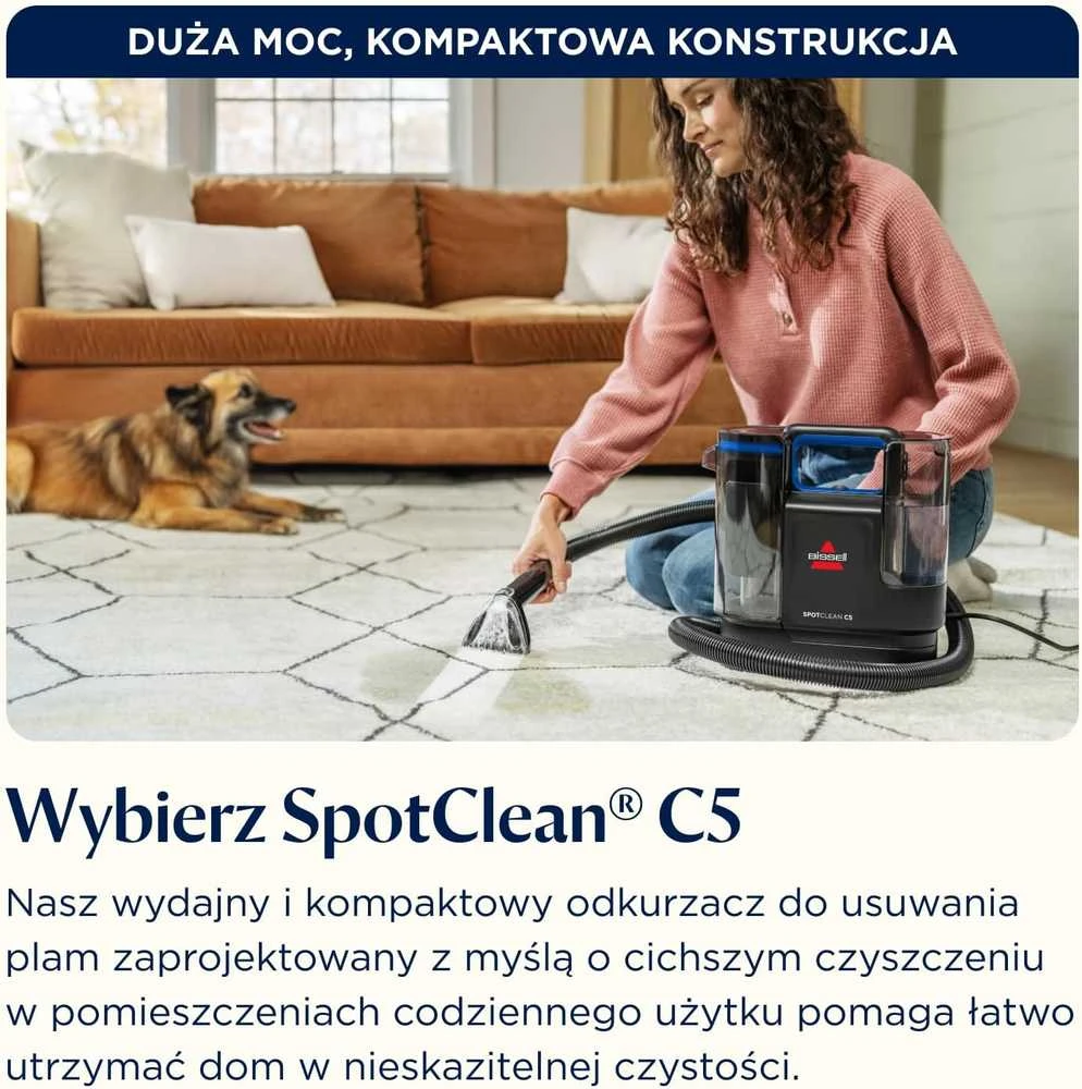BISSELL šluojantis dulkių siurblys SpotClean C5, 400 W, 3,7kg, dvigubas vandens bakas, 3861N
