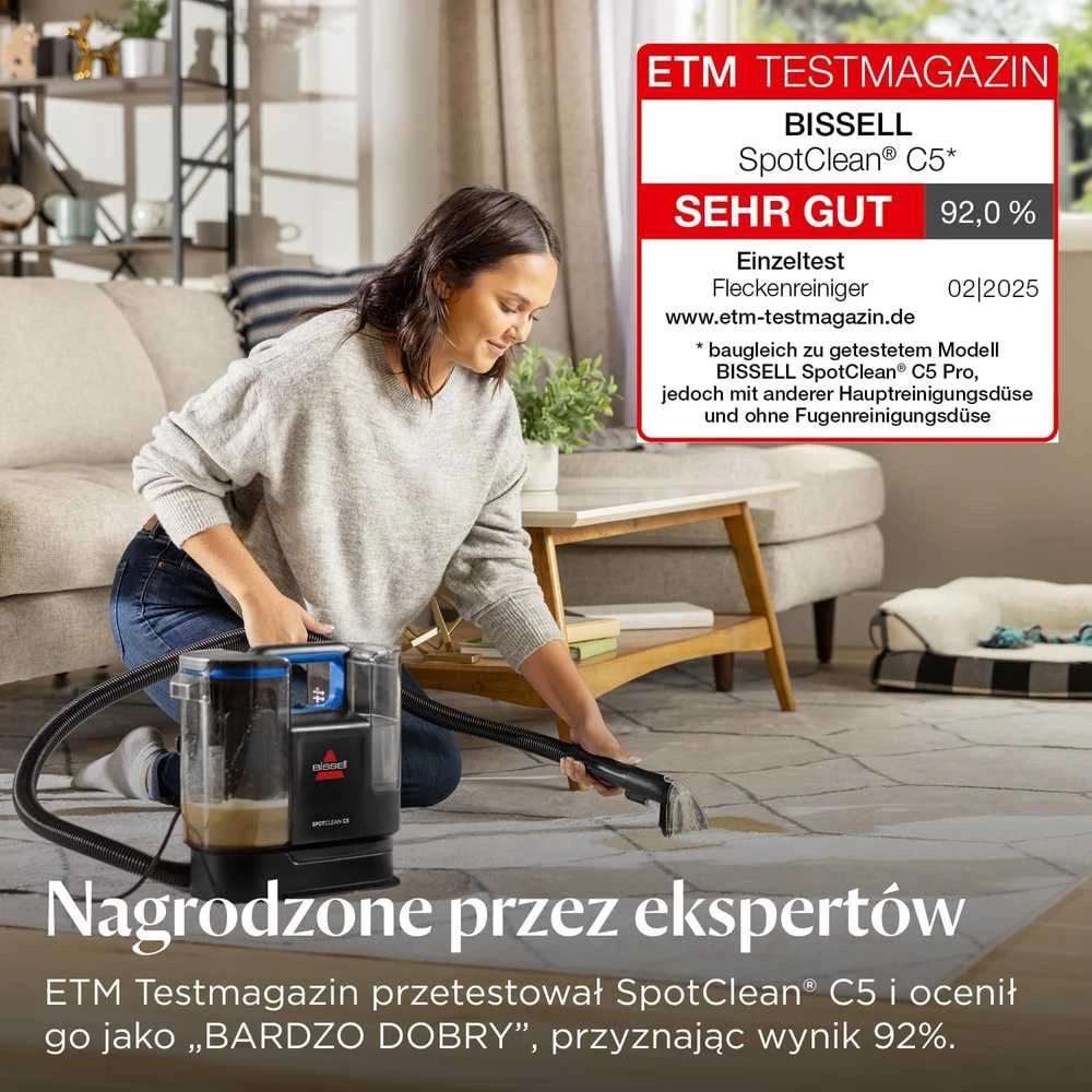 BISSELL šluojantis dulkių siurblys SpotClean C5, 400 W, 3,7kg, dvigubas vandens bakas, 3861N