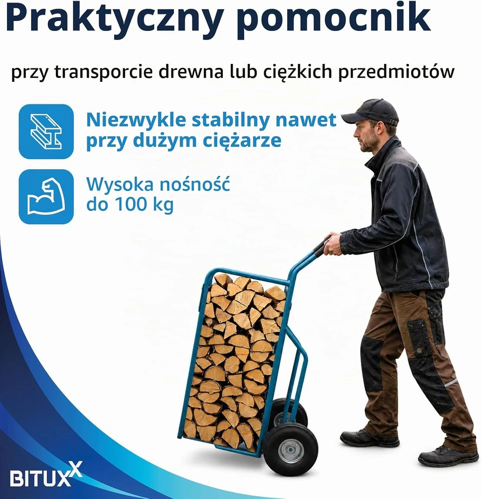 BITUXX malkų transportavimo vežimėlis su pneumatinėmis padangomis iki 100 kg, 15908