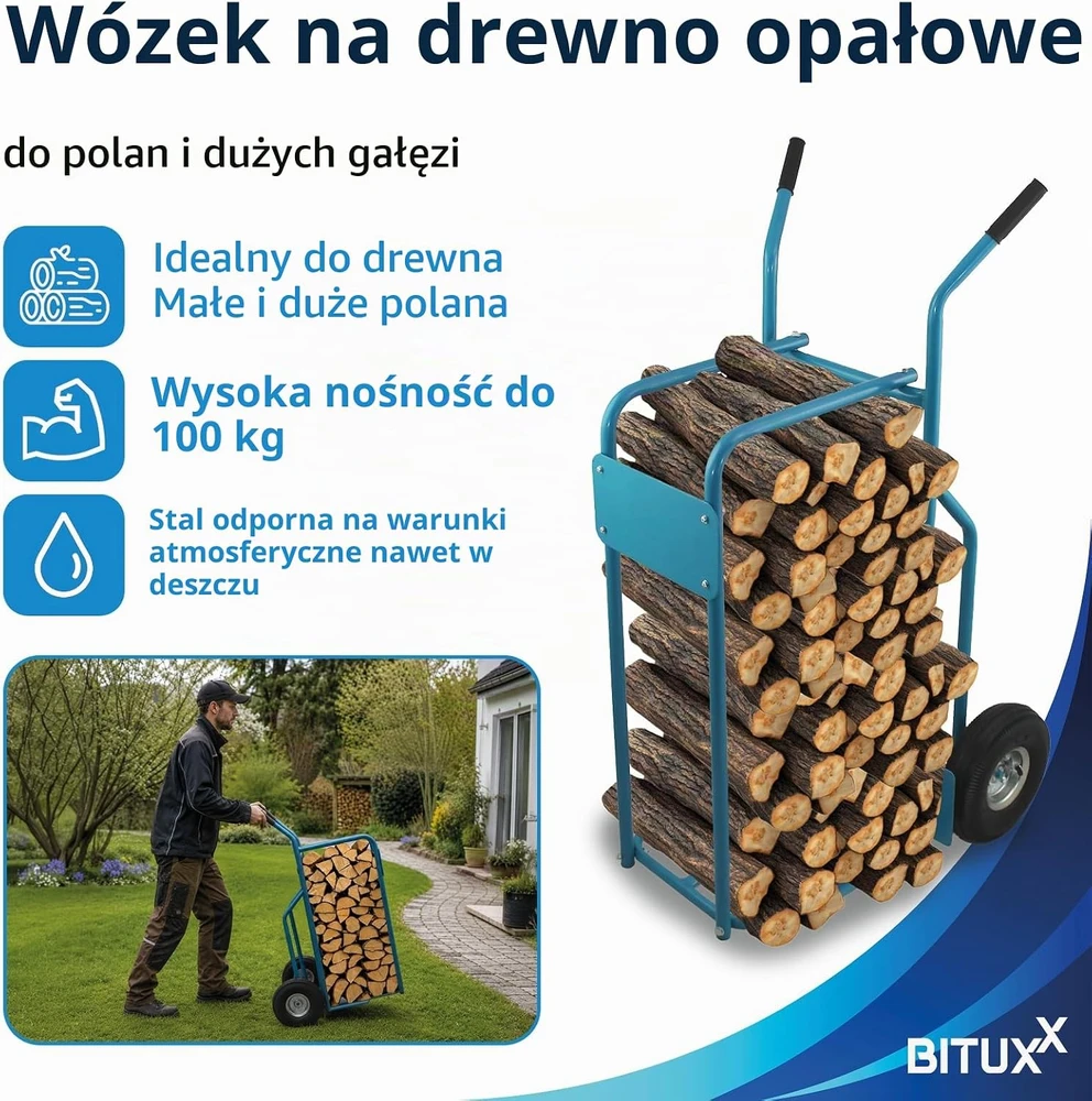 BITUXX malkų transportavimo vežimėlis su pneumatinėmis padangomis iki 100 kg, 15908