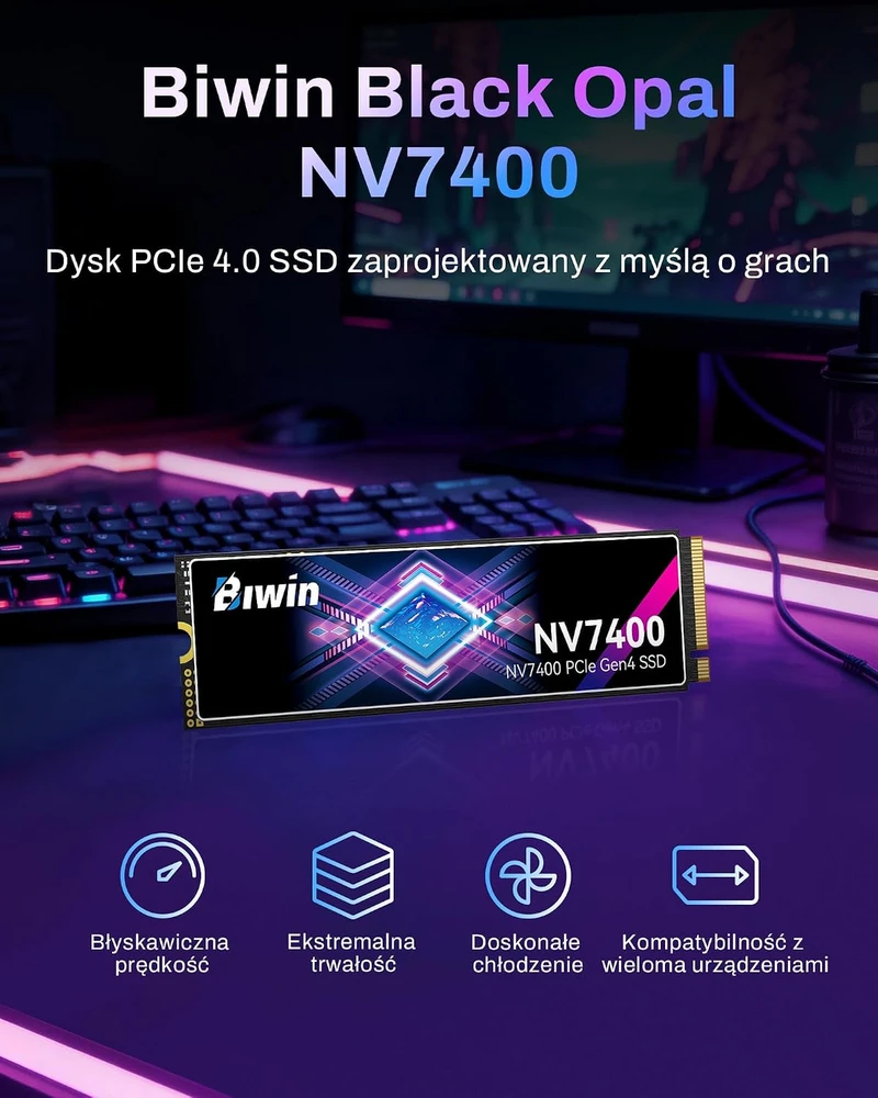 BIWIN vidinis 1 TB M.2 2280 PCIe 4.0 NVMe SSD, NV7400