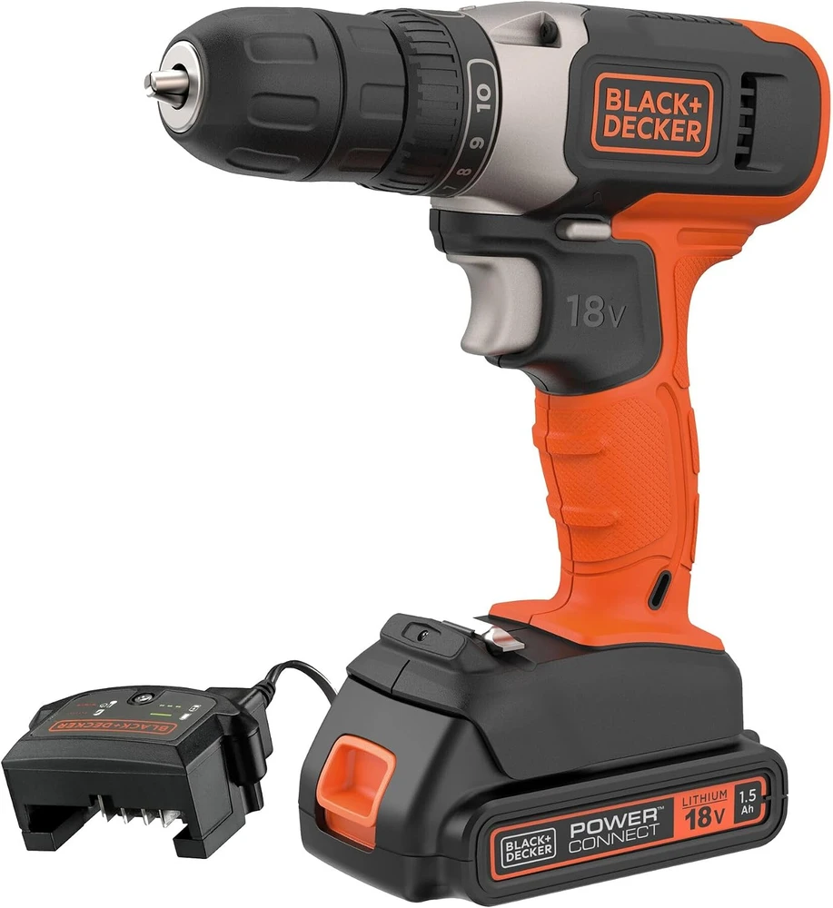 Black & Decker Akumuliatorinis gręžtuvas-suktuvas BCD001C1-QW, 18V, 1x1,5 Ah