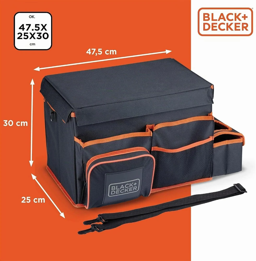 Black & Decker Juodas & Decker Juodas+DECKER automobilio bagažinės organizatorius su nešiojimo diržu 47.5 × 25 × 30 cm 8711252235752