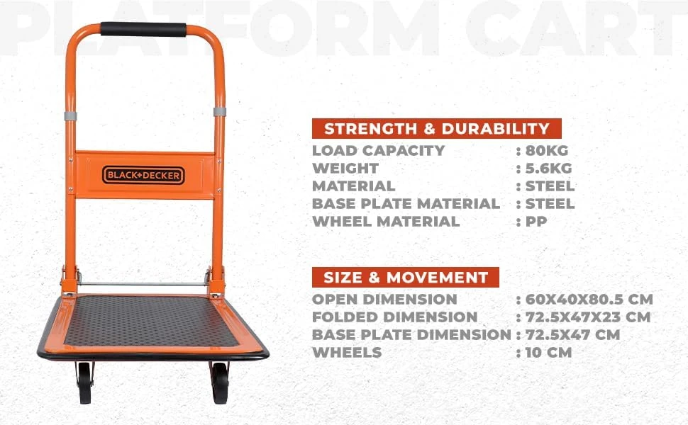 Black & Decker Plieninis vežimėlis Juodas & Decker WBL BXWT-H303, max. apkrova 80 kg.