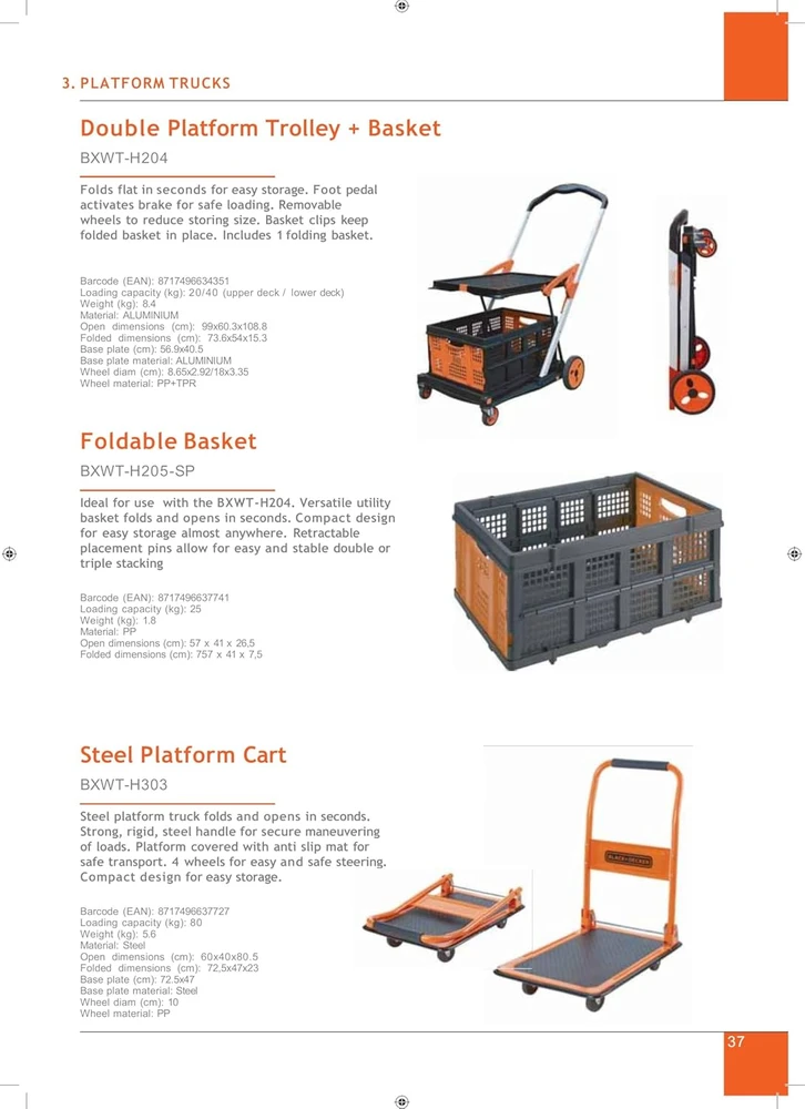 Black & Decker Plieninis vežimėlis Juodas & Decker WBL BXWT-H303, max. apkrova 80 kg.