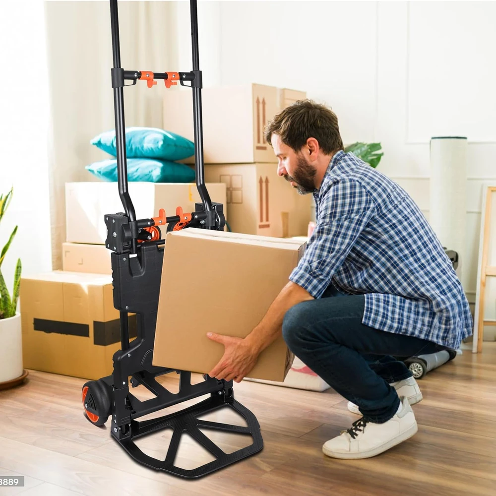 Black & Decker Juodas+DECKER sulankstomas platforminis vežimėlis 2 viename, teleskopinė rankena, maksimali apkrova 120 kg, BXWT-H206