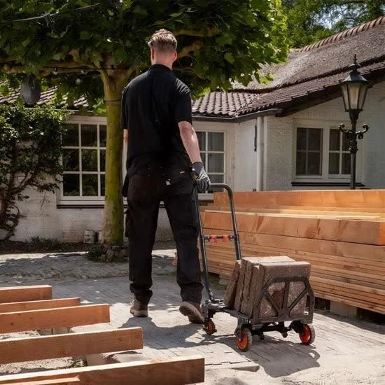 Black & Decker Juodas+DECKER sulankstomas platforminis vežimėlis 2 viename, teleskopinė rankena, maksimali apkrova 120 kg, BXWT-H206