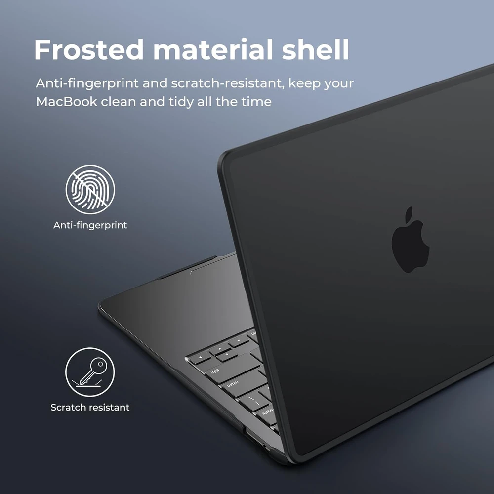 BlueSwan kietas dėklas MacBook Air 13,3 col. A2337 A2179 A1932, matinis juodas