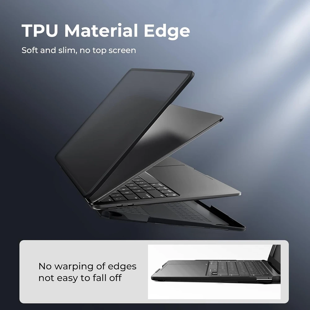 BlueSwan kietas dėklas MacBook Air 13,3 col. A2337 A2179 A1932, matinis juodas