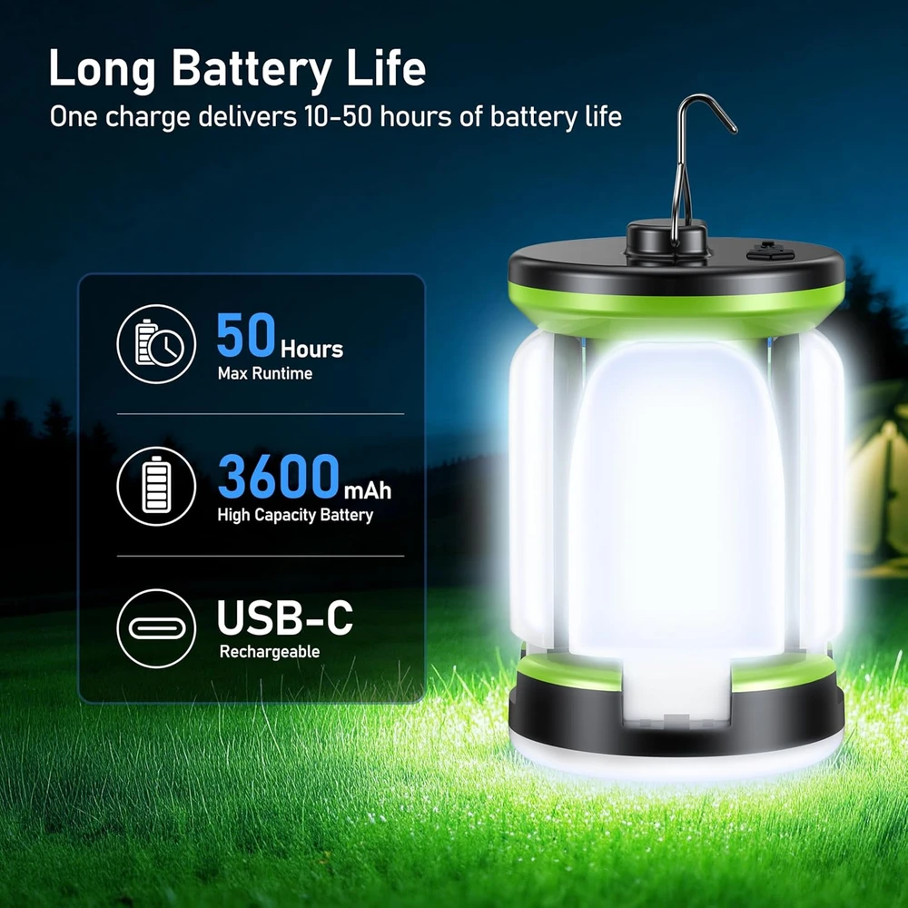 Blukar LED kempingo lempa su 7 apšvietimo režimais, 3600 mAh baterija, 60 LED, K9107