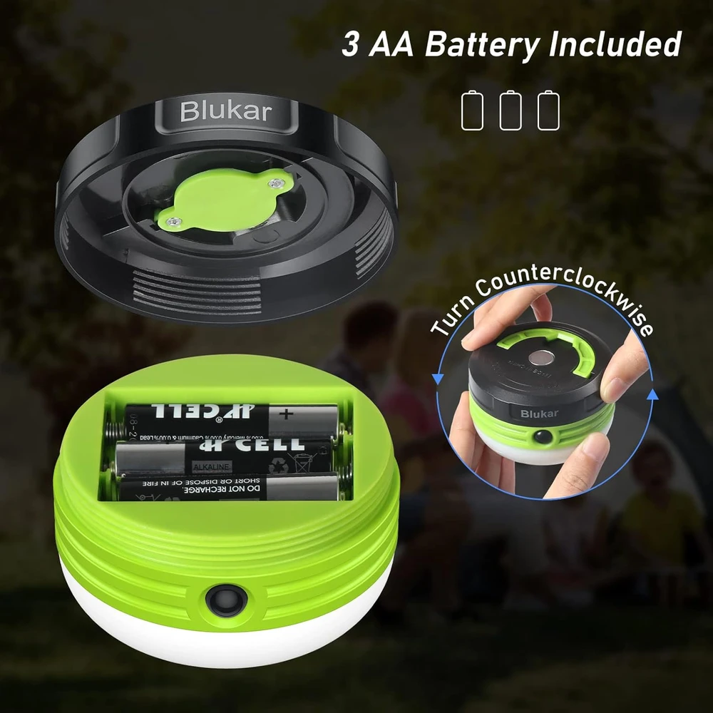Blukar LED kempingo žibintas, 3 apšvietimo režimai, magnetas ir kabliukas, K9105