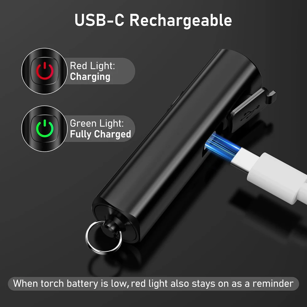 Blukar mini LED prožektorius 360 lm, USB-C įkrovimas, IPX6, raktų pakabuko dydžio, K9183