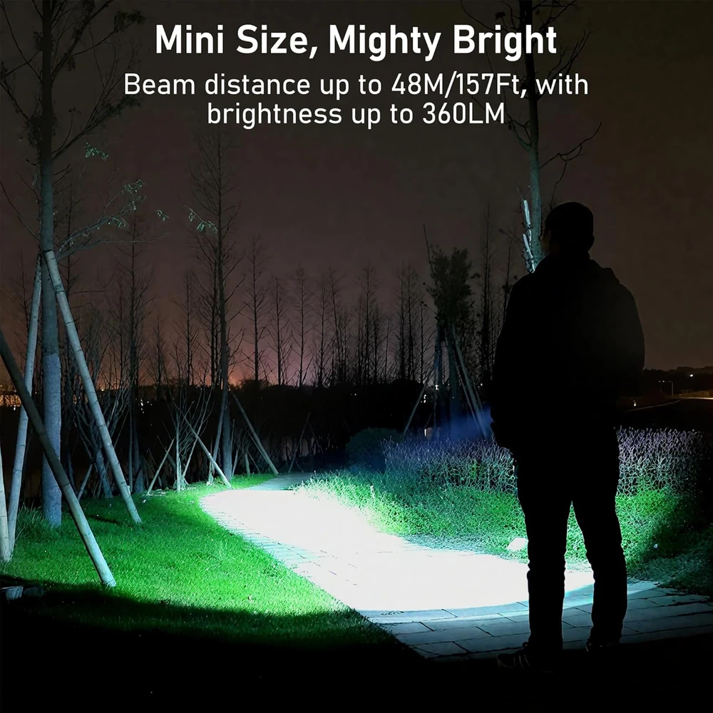 Blukar mini LED prožektorius 360 lm, USB-C įkrovimas, IPX6, raktų pakabuko dydžio, K9183