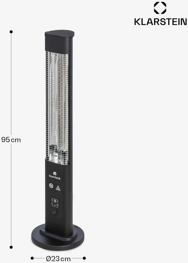 Blumfeldt Heat Guru Plus infraraudonųjų spindulių lauko ir vidaus šildytuvas, 1200 W, IP65, juodas