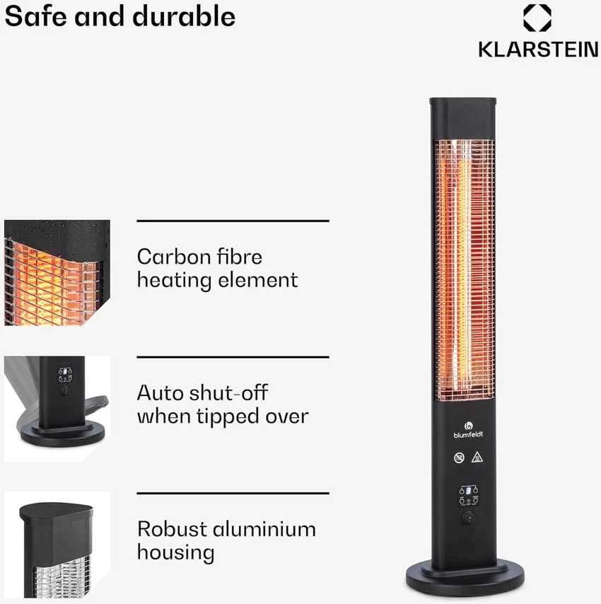 Blumfeldt Heat Guru Plus infraraudonųjų spindulių lauko ir vidaus šildytuvas, 1200 W, IP65, juodas