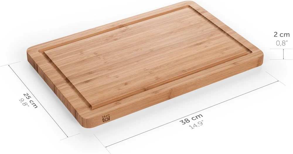 Blumtal bambukinė pjaustymo lenta su grioveliu, 38 x 25 x 2 cm, antibakterinė, 2 cm storio