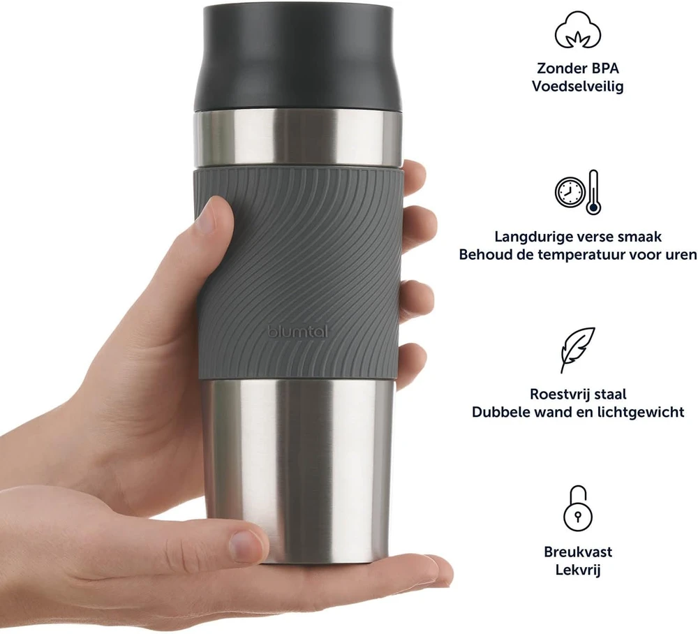 Blumtal termopuodelis 350 ml iš nerūdijančiojo plieno su 360° gėrimo anga, antracito spalvos