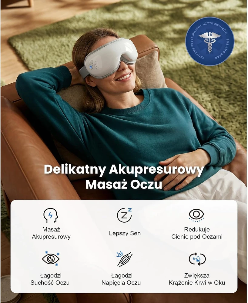 BOB AND BRAD akių masažuoklis su šildymu, vėsinimu ir muzika EyeOasis 3 DS-312