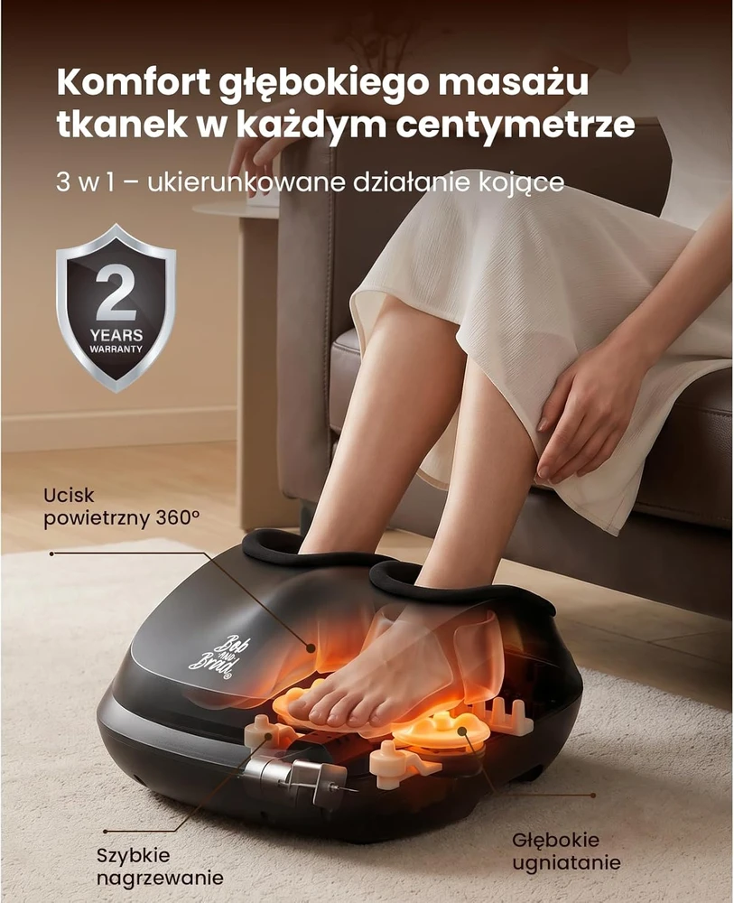 BOB AND BRAD elektrinis pėdų masažuoklis su šildymu ir Shiatsu 827-R