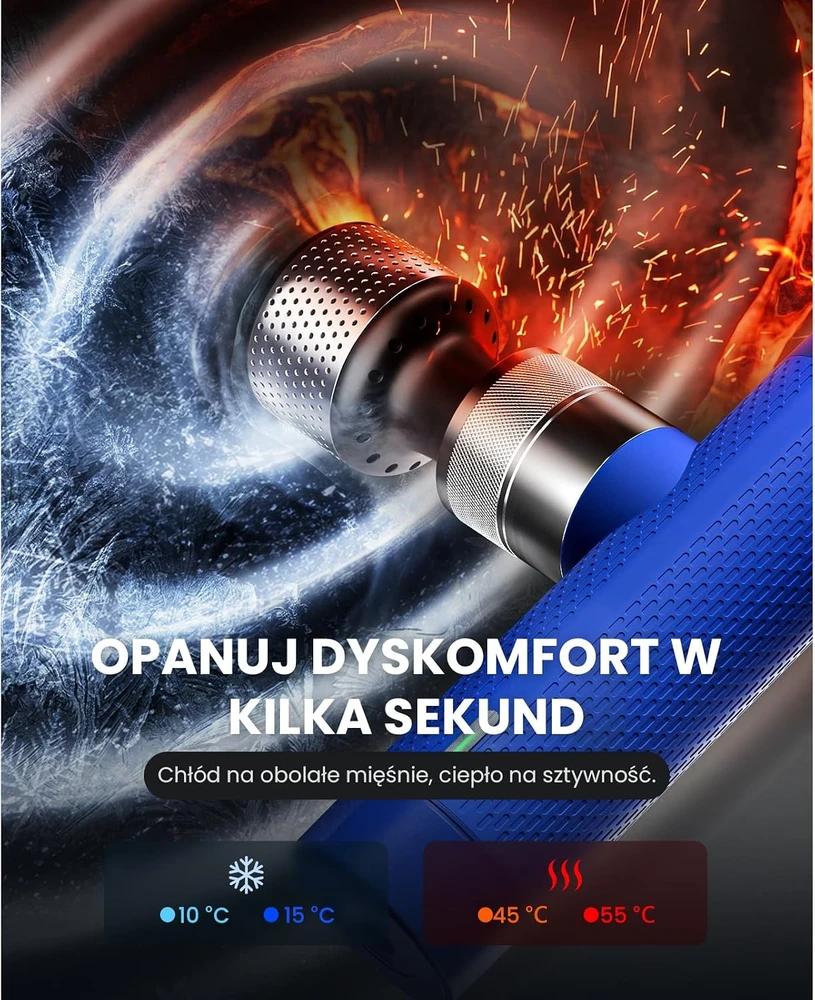 BOB AND BRAD masažinis pistoletas A7 Pro su šilumos ir šalčio terapija, 11 mm, T1035A