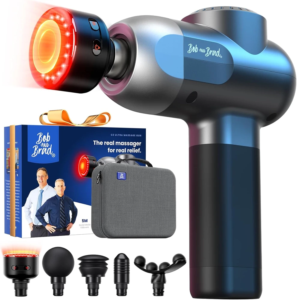 BOB AND BRAD masažinis pistoletas C2 Ultra su šiluma, infraraudonaisiais spinduliais ir LED
