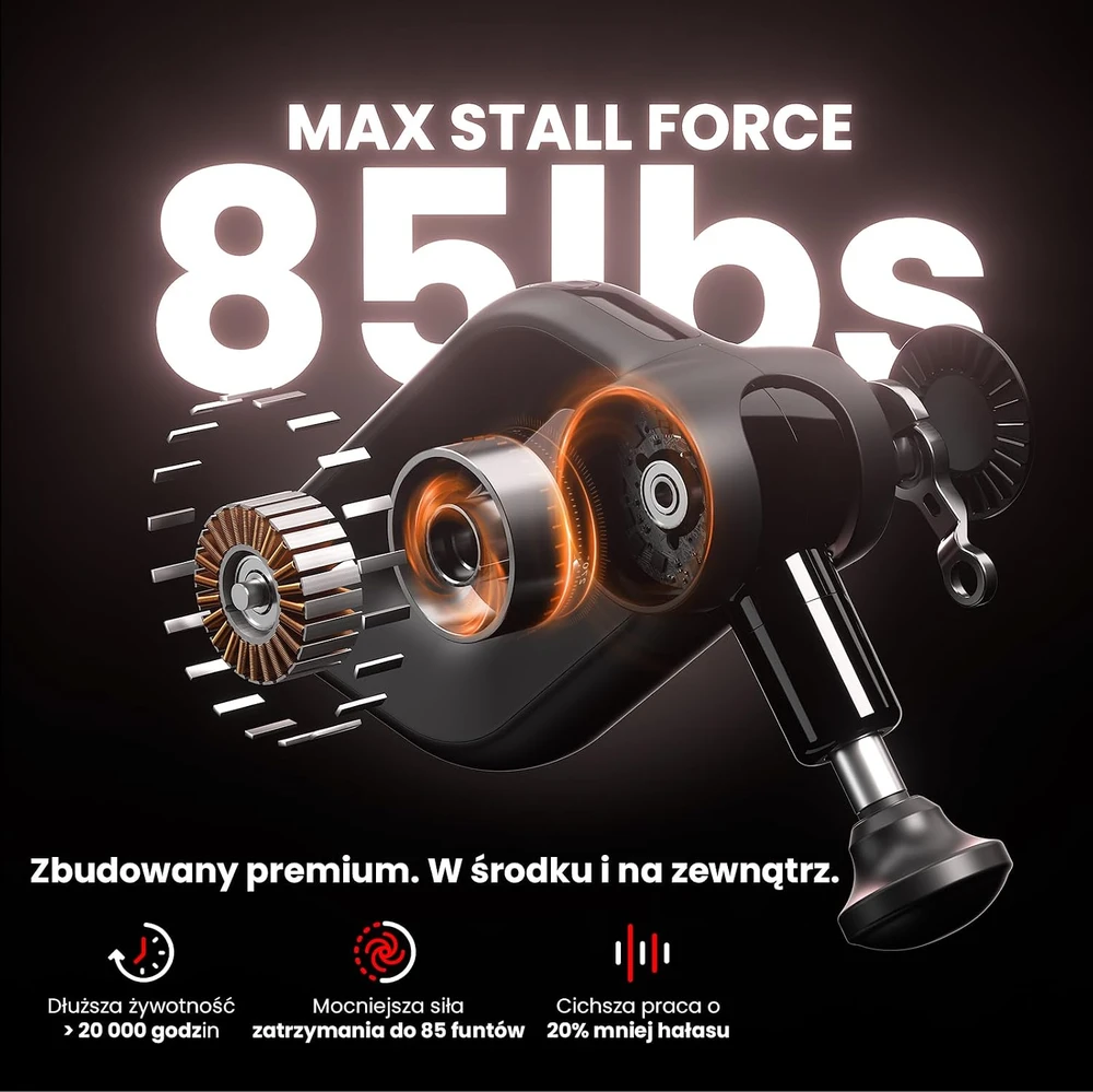 BOB AND BRAD masažinis pistoletas D6 Pro-G su infraraudonųjų spindulių šildymu, 16 mm amplitude