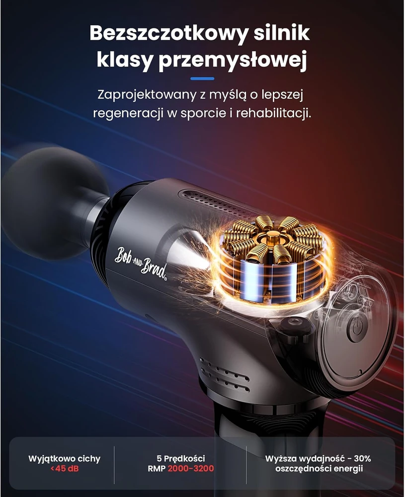 BOB AND BRAD masažinis pistoletas su šildymo ir šaldymo terapija T2 Pro QL/DMS.T2-E