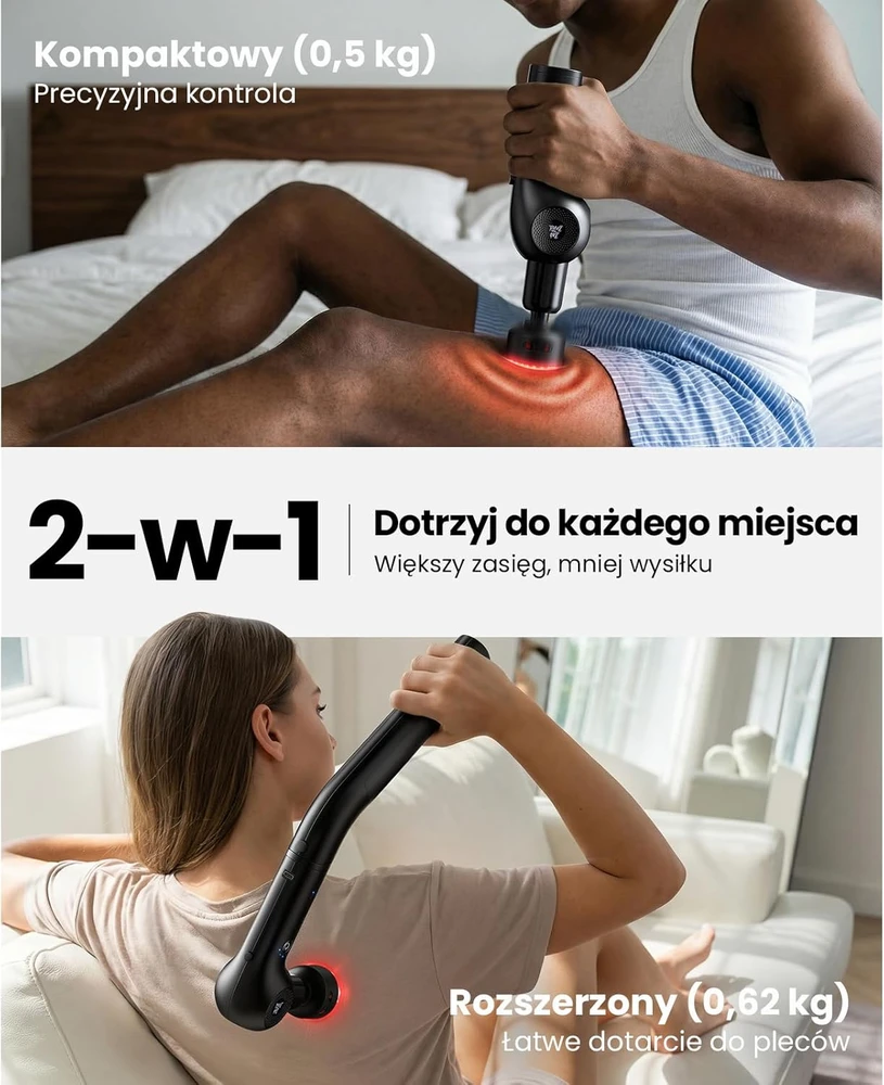 BOB AND BRAD masažinis pistoletas su šildymu ir raudona šviesa L7 Ultra